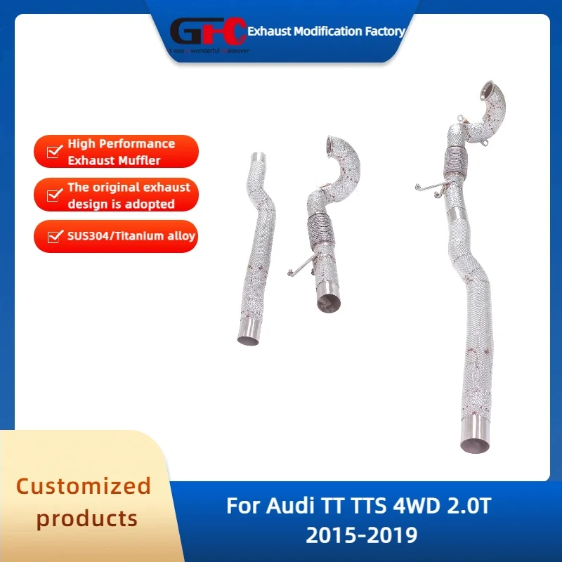 

GFC Catless Downpipe Exhaust Pipe for Audi TT TTS 4WD 2.0T 2015-2019 High-Performance 304 Stainless Steel Exhaust System