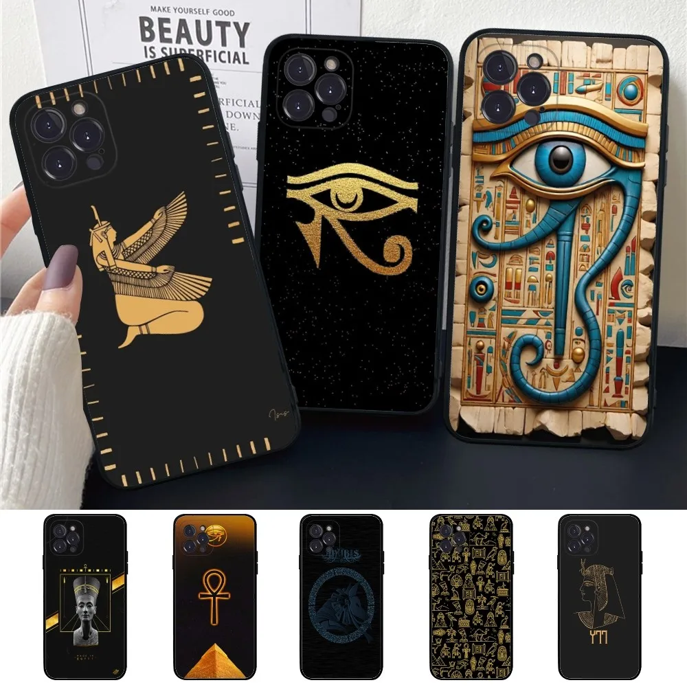 Egypt Nefertiti Anubis Ankh Phone Case Silicone Soft for iphone 16 15 14 13 12 11 Pro Mini XS MAX Plus X Cover