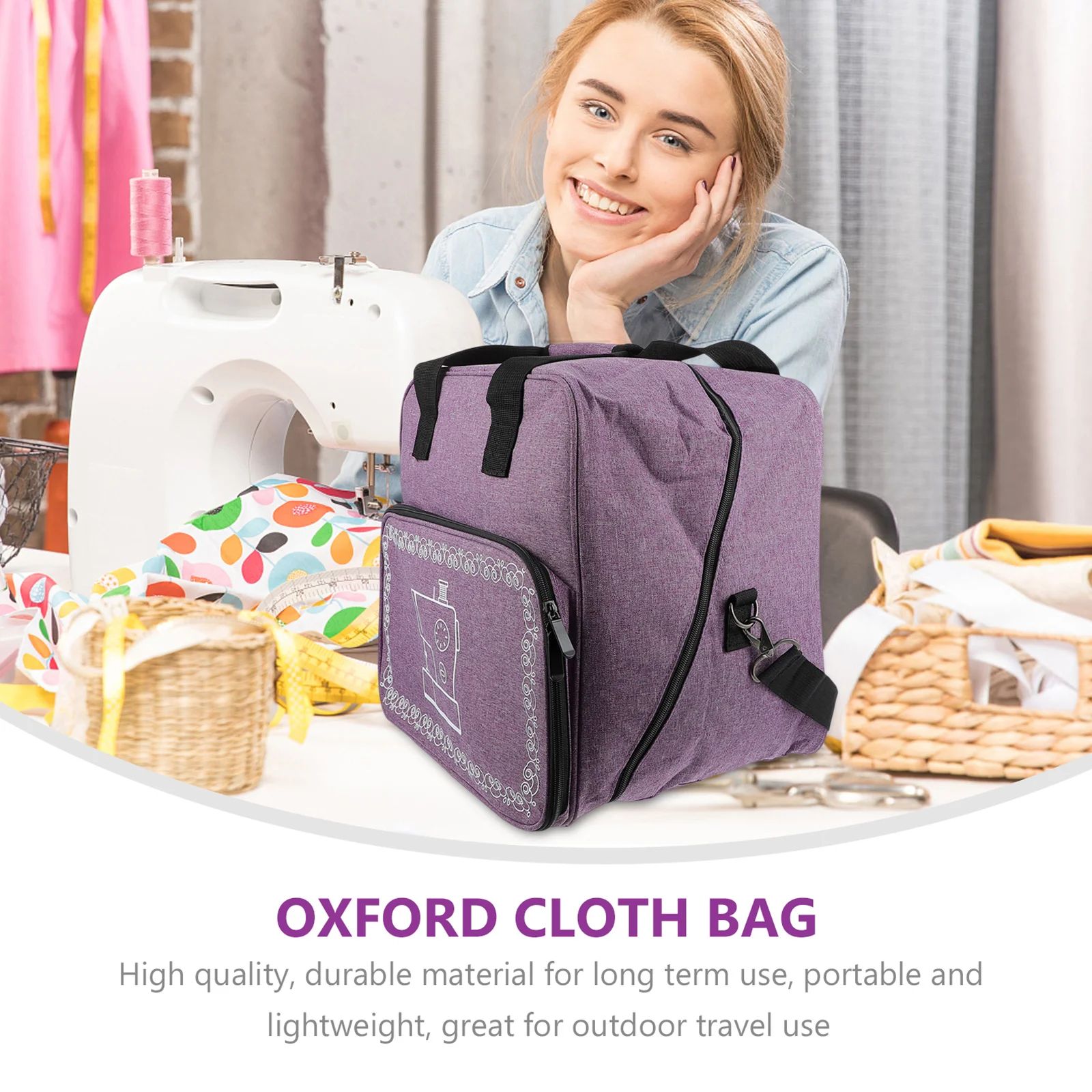 

Sewing Machine Storage Bag Heavy Duty Oxford Cloth with Reinforced Stitch Portable Lightweight Travel Tote Case for Sewing