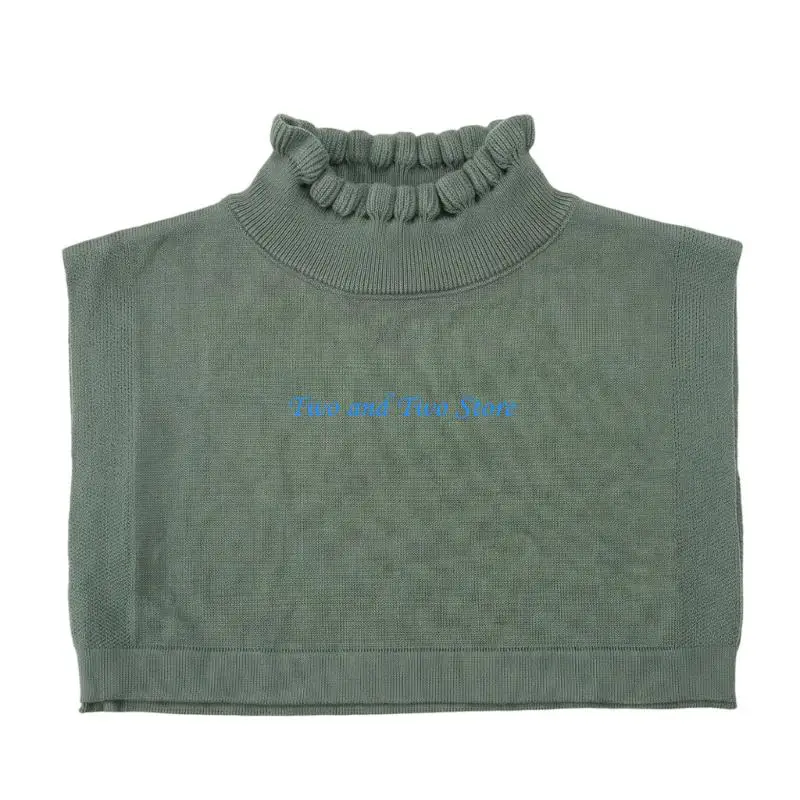 HX6F Sleeveless Faux Collar Insert With Ruffle Mock Neck for Jackets and Sweatshirts, Layering Neck Panel Daily Wear