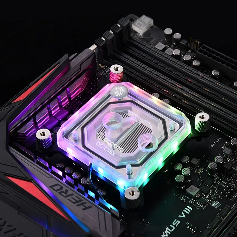 

OC C55X CPU water block with A-RGB lights for intel AMD CPU water cooling copper CPU block with micro channel liquid cooling