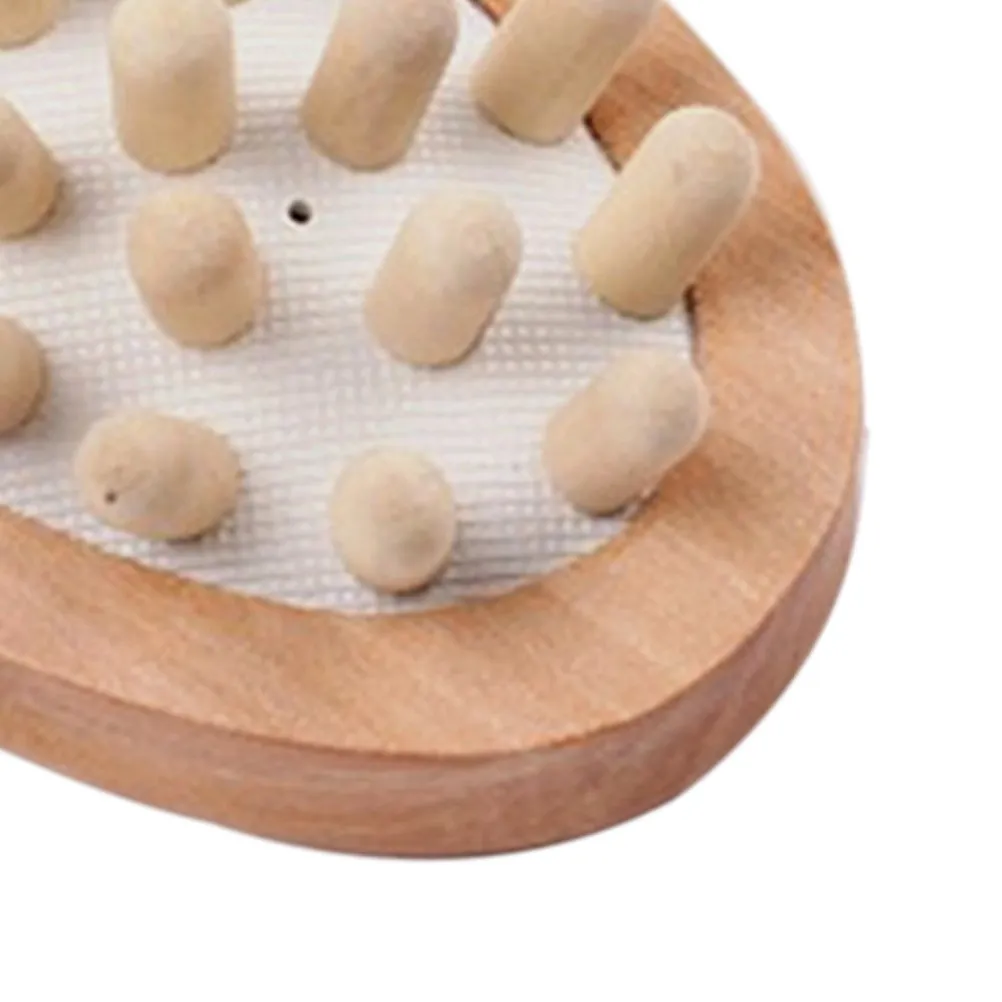 Body Massage Bath Brush Wooden Round Head Wood Color Excellent for Feet Knees Legs Circulate Blood Unblock Meridians