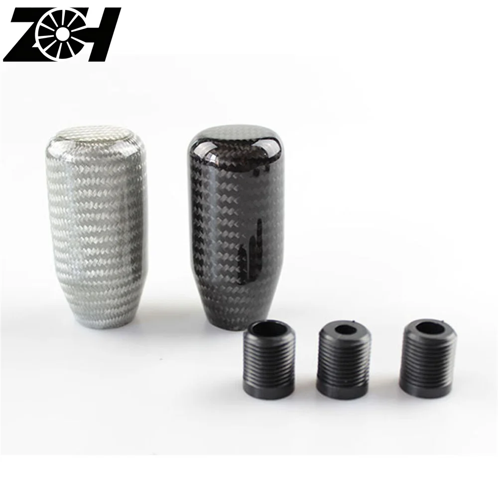 Universal 3 Colors Car Carbon Fiber Manual Gear Shift Knob Stick MT AT Gearstick Shifter Lever Cylindrical Shape