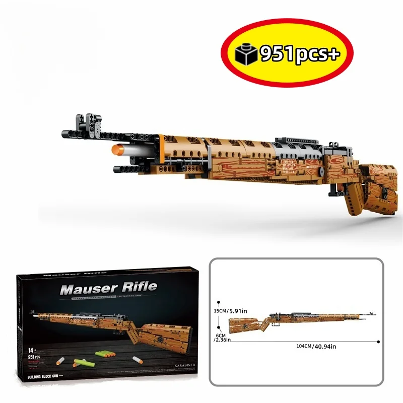 

Technical Series 98K Sniper Rifle Weapon Building Blocks Model MOC Assembly Bricks Set for Kids Birthday Gifts 951pcs