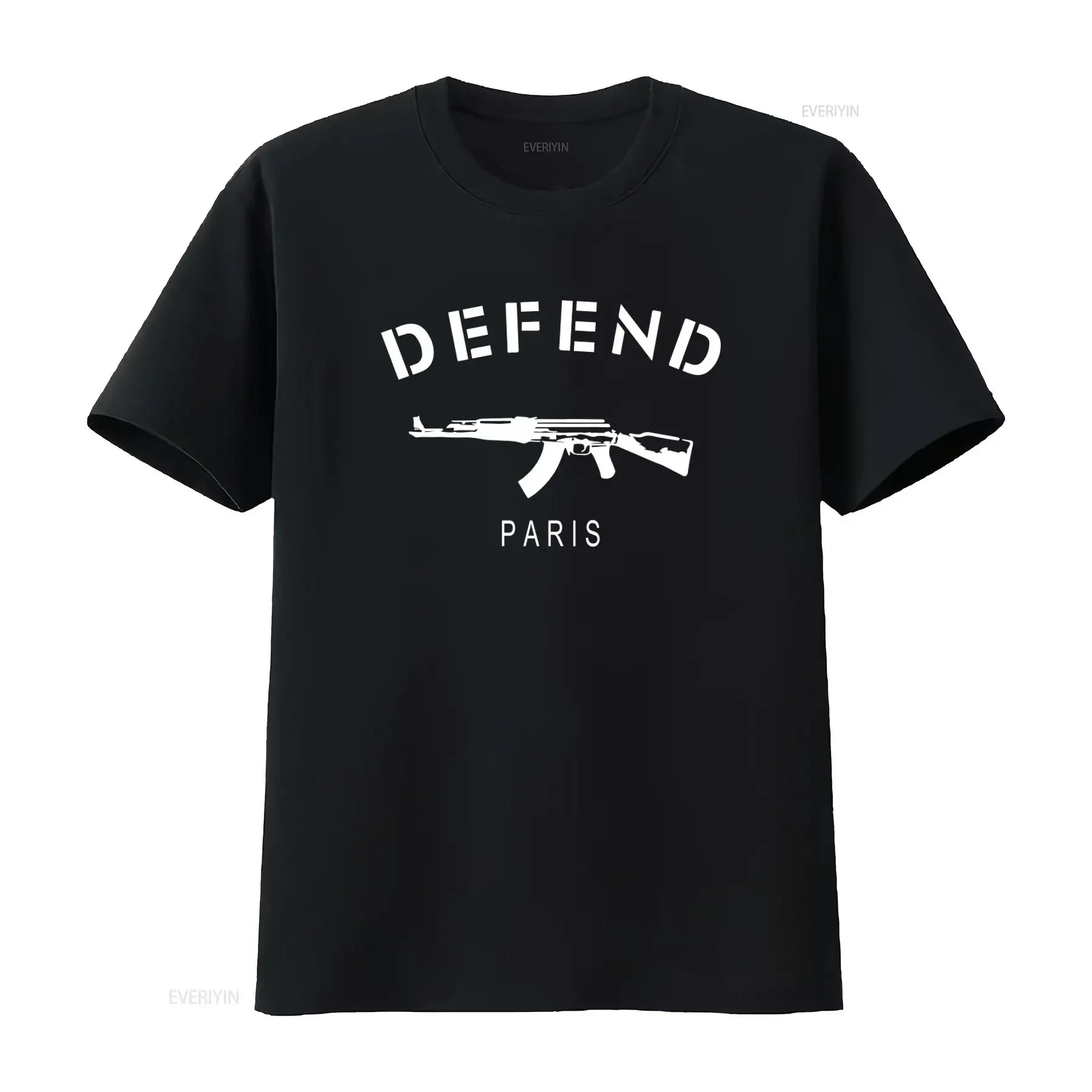 Image of Defend Paris 3D-Druck AK47 T-Shirt Stilvolles und Kühnes Design für Amerikanische Käufer Vintage-Waschung Vielseitig Bequem Grafisch