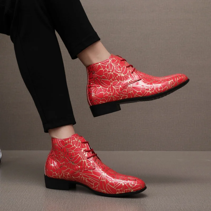 Large Size 40-50 Business Men Short Boots Multi Colored British Style Casual Lace Up Comfortable Fashionable Chelsea Boots Men