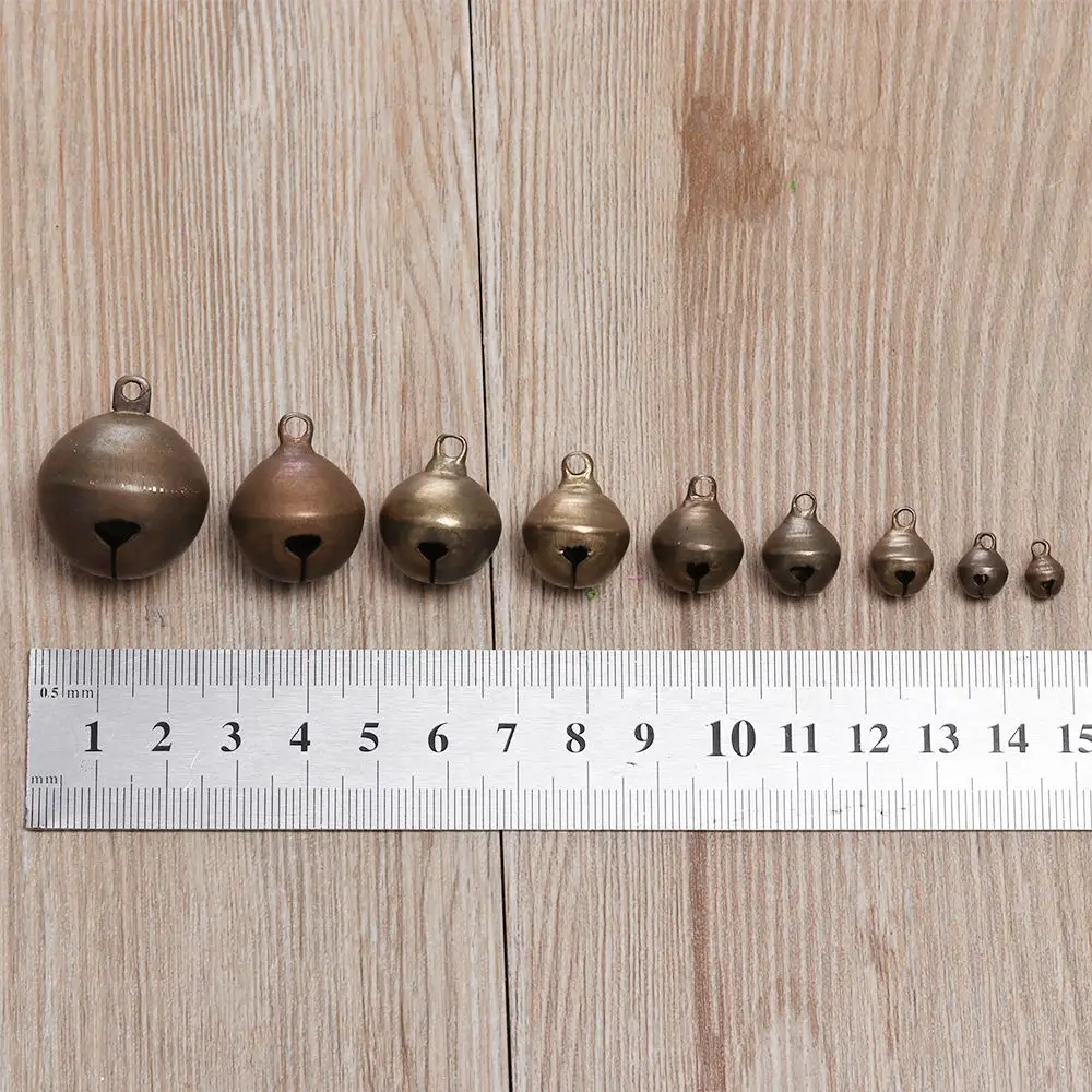 10pcs Crafts Christmas Tree Ornaments Handmade Necklace Copper Jingle Bells Small Bell Campanula Accessories Retro Bronze
