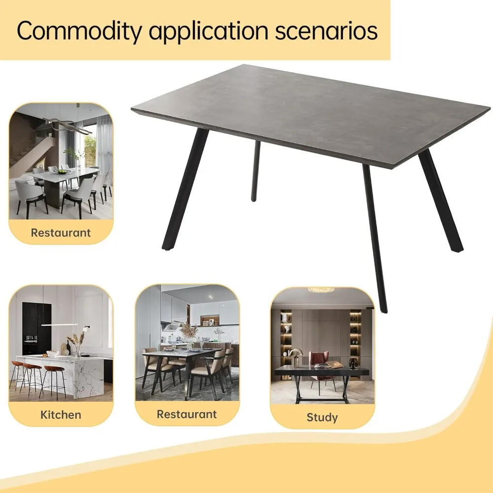 직사각형 나무 5피스 식탁 세트 (가죽 커버 의자 4개 포함, 4인용)