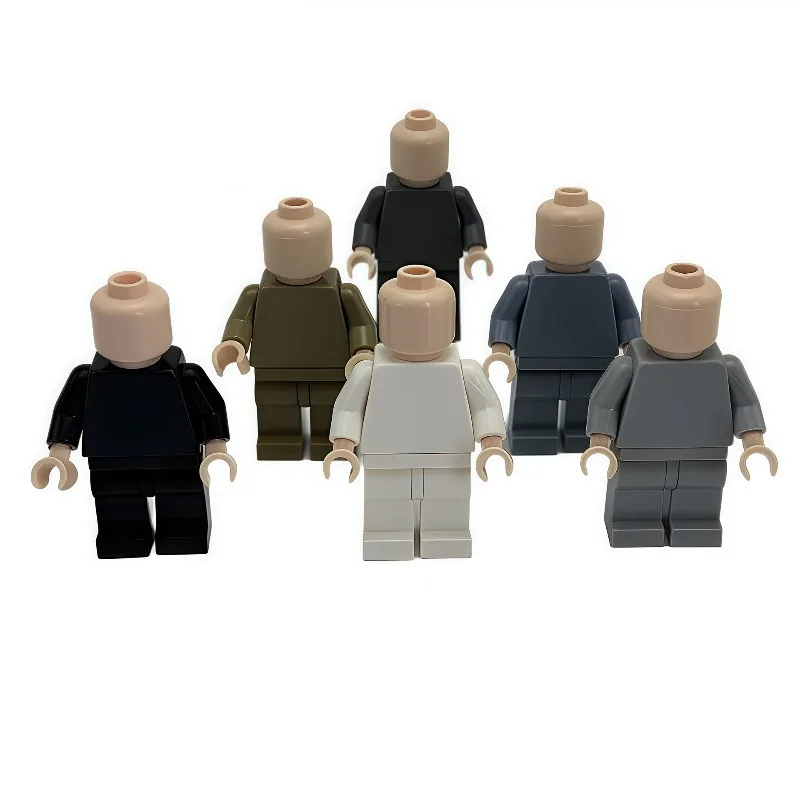 Building Block Figure Solid Color Body Multi-color Small Particles with Skin Color Arm and Head Parts for Kid DIY Building Block view 3