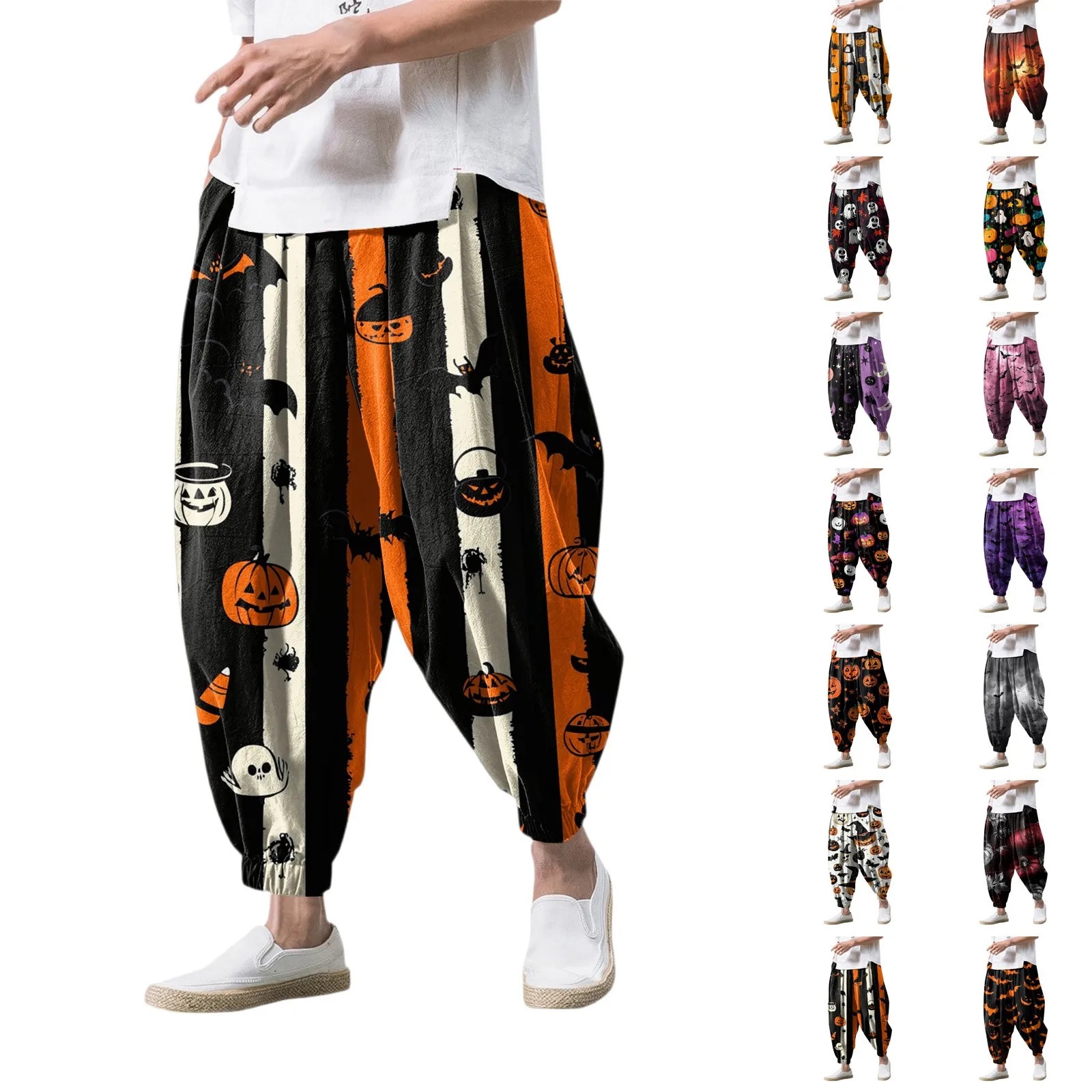 

Halloween Retro Print Pants Men Autumn Casual Comfort Male Trousers Stylish Loose Long Pants Outdoor Fashion Streetwear