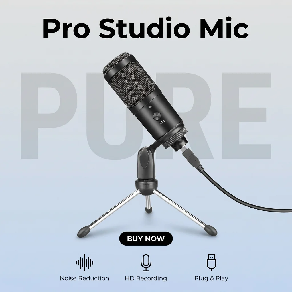 RGB USB Condenser Mic, Plug&Play, Cardioid, for iPhone/Android/PC, for Gaming/Studio/Vocals