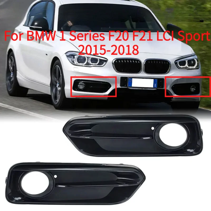 

1 Pair For BMW 1 Series F20 F21 LCI Sport 2015-2018 Front Bumper Fog Light Racing Grilles Glossy Black accessoires