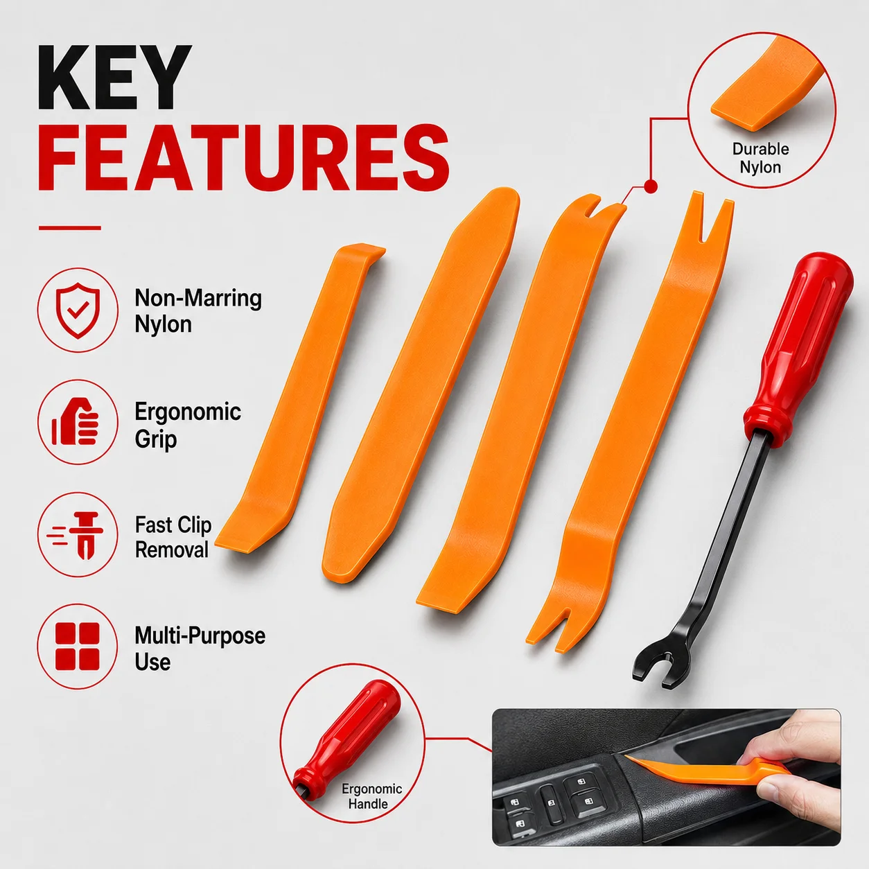 PINMOAP 1/4/5PCS Auto Motorcycle Fastener Clip Remover Tool Plastic Rivet Puller Trim Panel Removal Pry Tool For Car Bike Repai