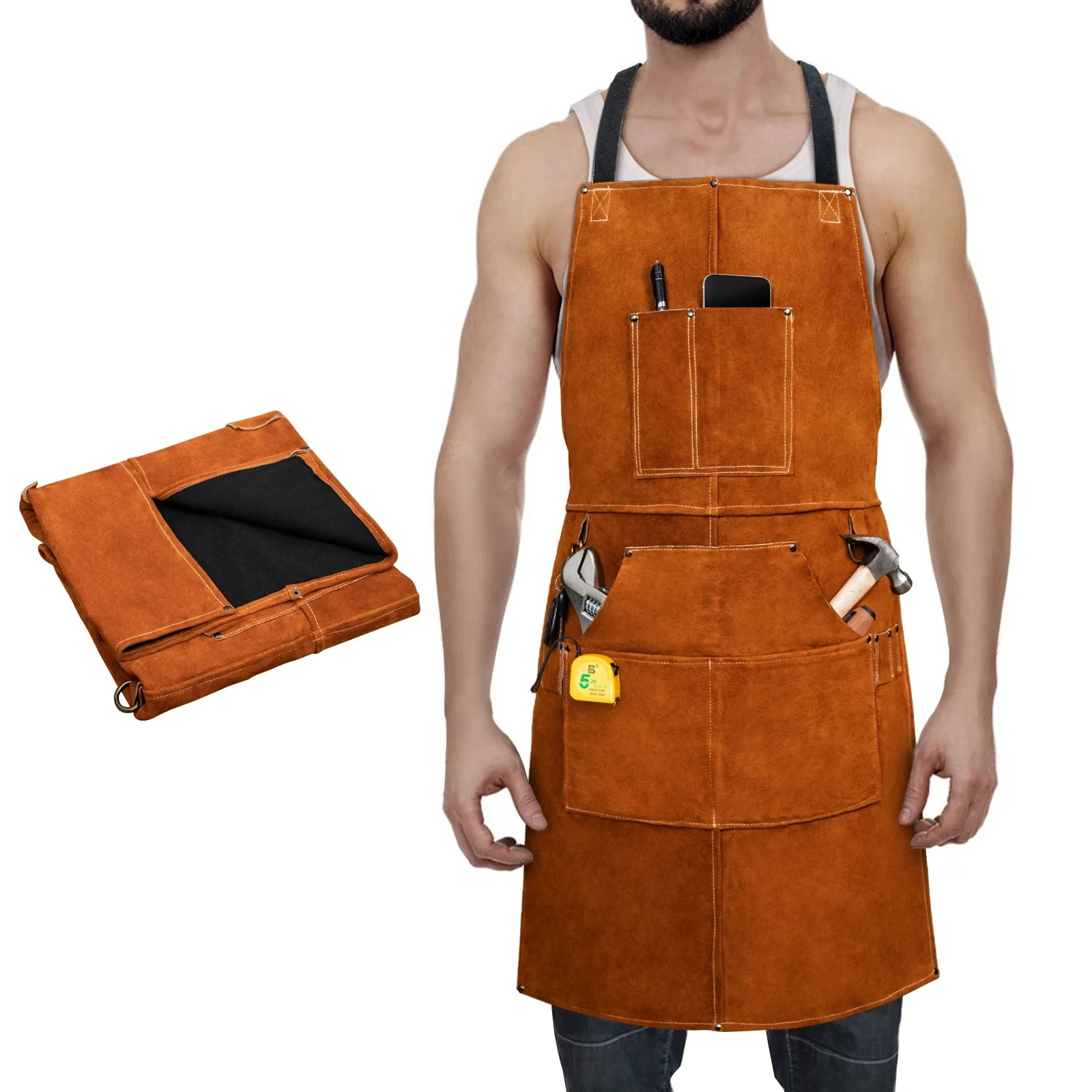 

Welding Work Apron Heat Flame Resistant Blacksmith Welding Aprons with Pocket for Welding Work