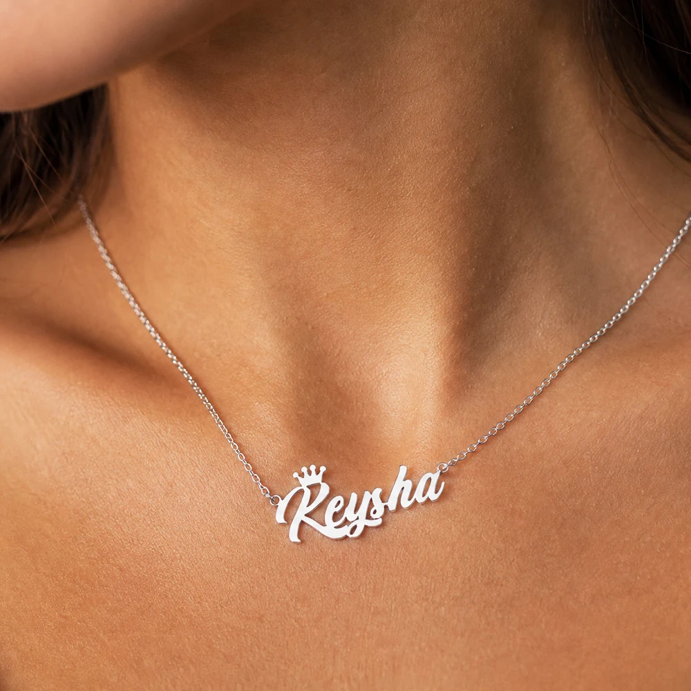 Customized Name Crown Necklace, Personalized Gift for Her