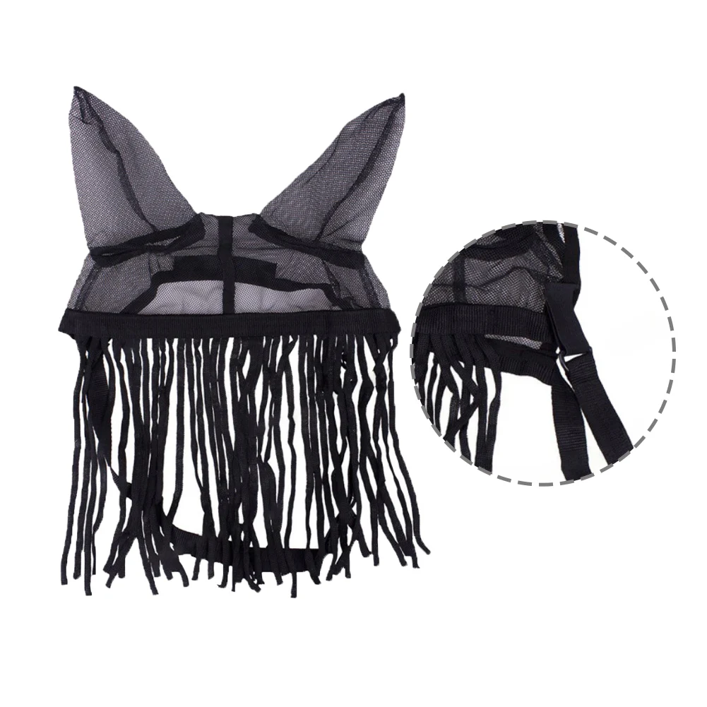 غطاء ذبابة حصان الفروسية مع شرابات من نسيج البوليستر المسامي قابل للتعديل مناسب لركوب الخيل والمزرعة في الهواء الطلق #6