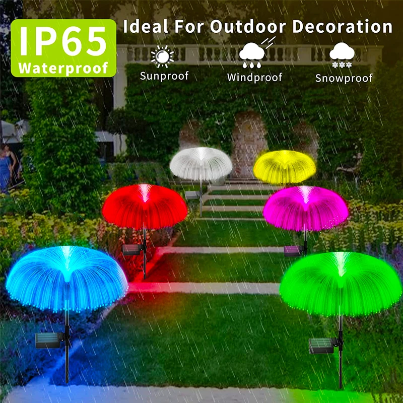 Double Layer Solar Jellyfish Lights Outdoor Lighting Jellyfish Lawn Light 7Color Changing Landscape Garden Light Pathway Decor