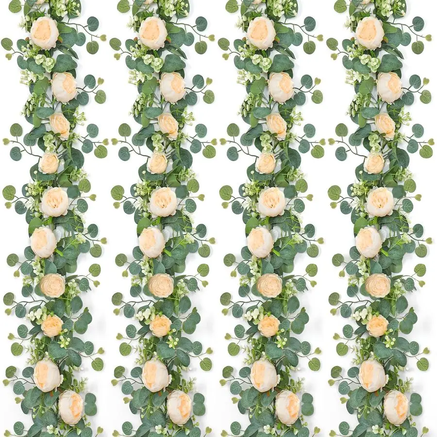 

Artificial Flower Garlands Eucalyptus Garlands with Flowers Rose Peony Flower Vine Faux Floral Garland for Wedding Party Arch Ta