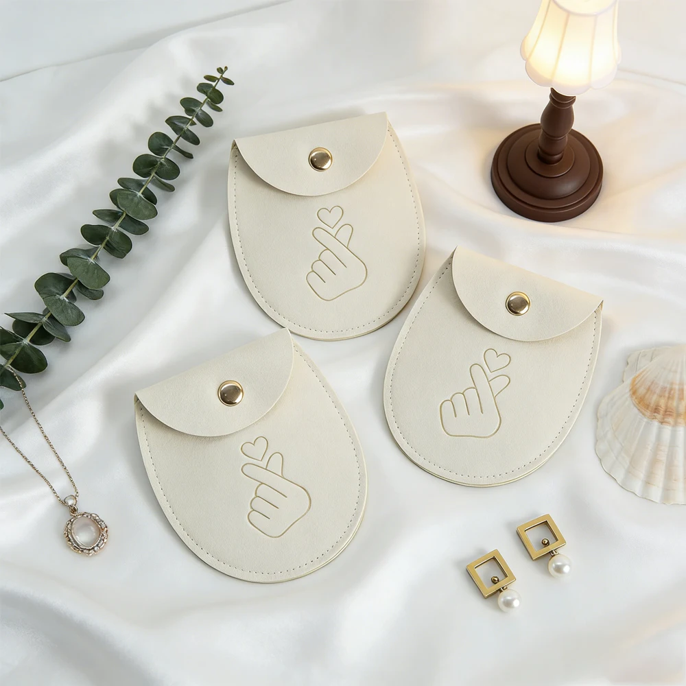 

50/100 шт. подарочные мешочки для украшений с индивидуальным логотипом, из микрофибры, бархатные, на кнопке, для хранения колец, серег, монет, подвесок