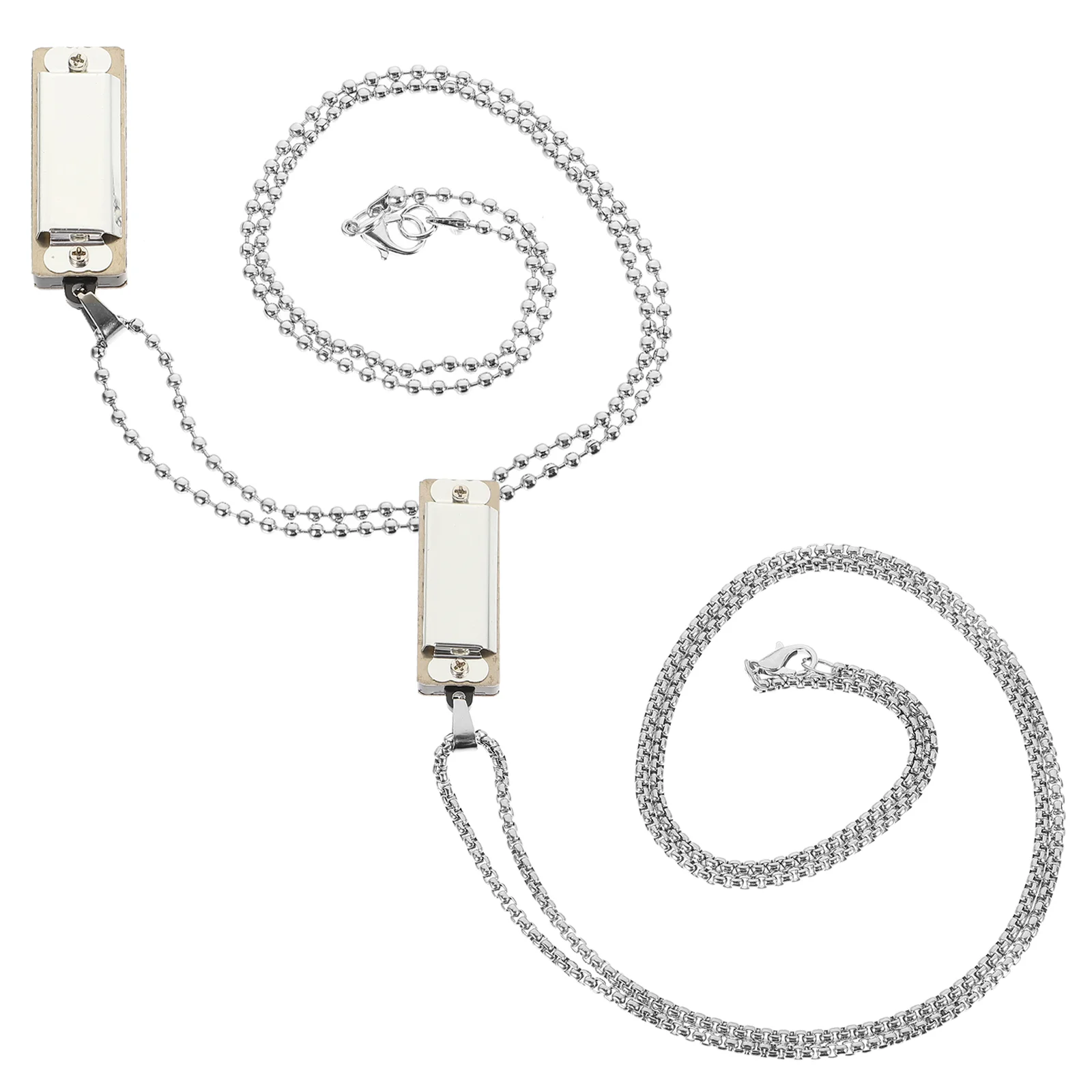 2 Pcs Harmonica Necklace Pendant Festival Gift Miniature Instrument Students Zinc Alloy Lovers