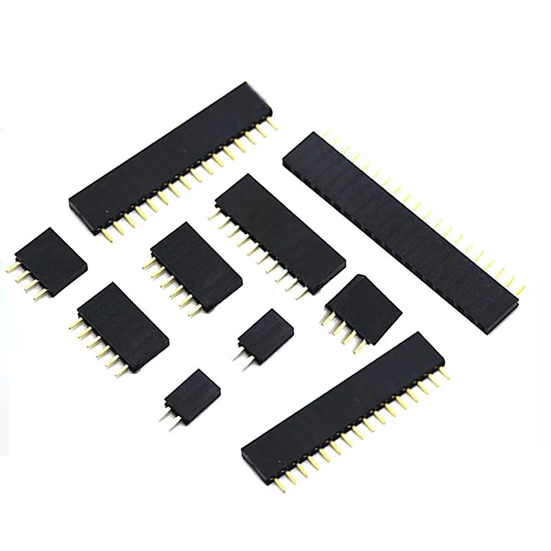 10PCS Single Row Pin Female Header Socket Pitch 2.54mm 1*2P 3P 4P 6P 8P 12P 15P 20P 40P Pin Connector For Arduino