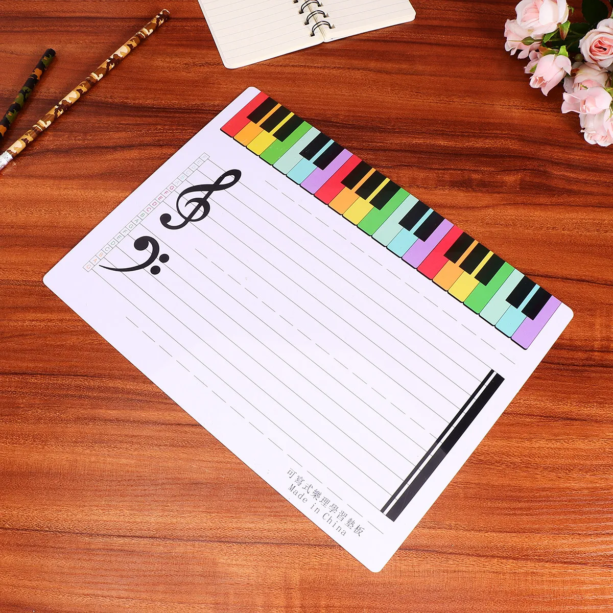 2Pcs Music Staff Whiteboard Magnetic Dry Erase Board Erasable Writing Surface for Piano Teaching Home Practice Wall