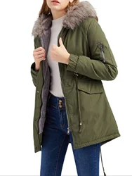 Winter Jackets for Women 2023 Winter Long Sleeve Hooded Warm Padded Coat Casual Drawstring Jackets Solid Zip Up Parka Mid-length