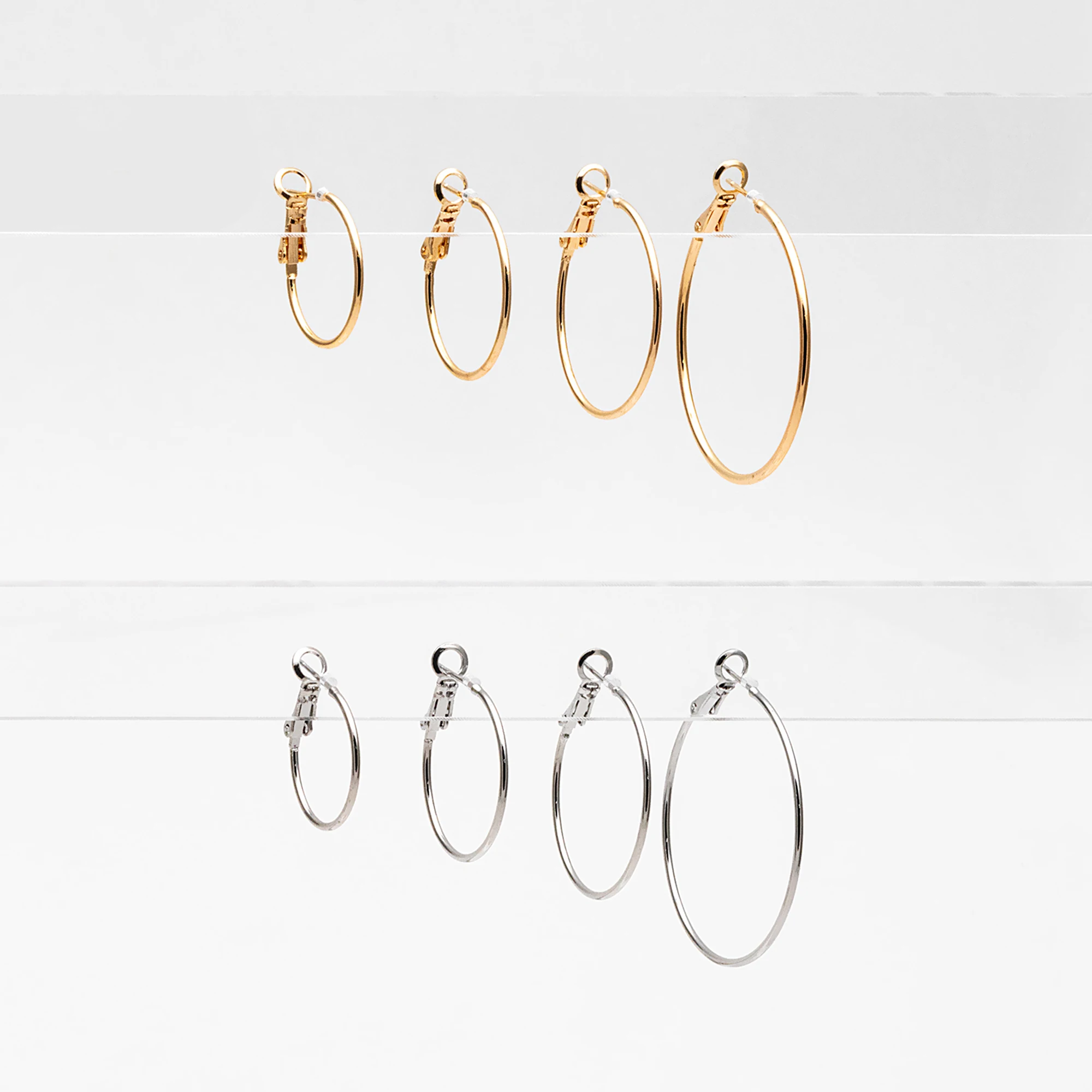 10pcs Gold/ Silver Tone Round Leverback Ear Hooks 20/ 25/ 30/ 40mm, Circle Earrings, Huggie Hoop Components, (GB-605)