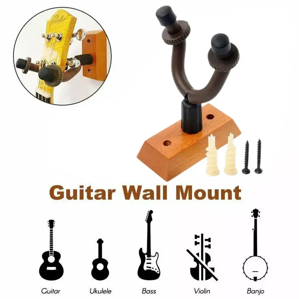 2PCS Guitar Wall Mounted Hanger Holder Stand Wooden Guitar Guitar Bass Acoustic Violin Ukulele Accessories Instrument K3F5