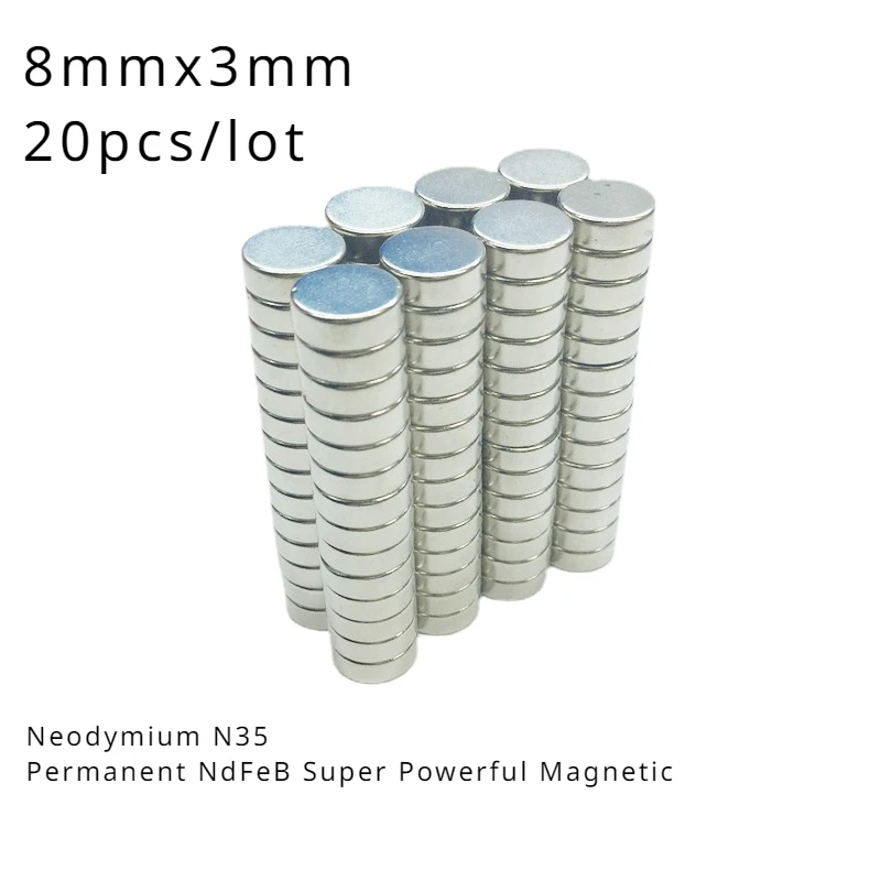 20pcs/lot Strong magnet N38 round D8X3mm NdFeB magnet steel strong magnets 8mmx3mm