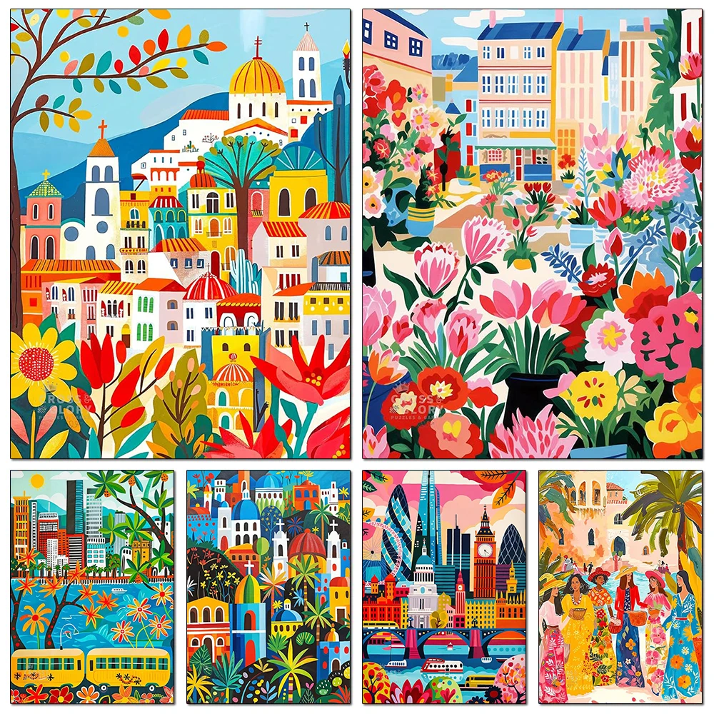 Colorful Travel Diamond Painting French Riviera scenery Diamond Mosaic Embroidery DIY Modern Art Wall Decor Home Gift
