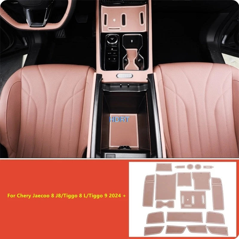 

Для Chery Jaecoo 8 J8/Tiggo 8 L/Tiggo 9 2024 + автомобильный стиль, чашка для воды, противоскользящий коврик для ворот, дверной паз, аксессуары для интерьера