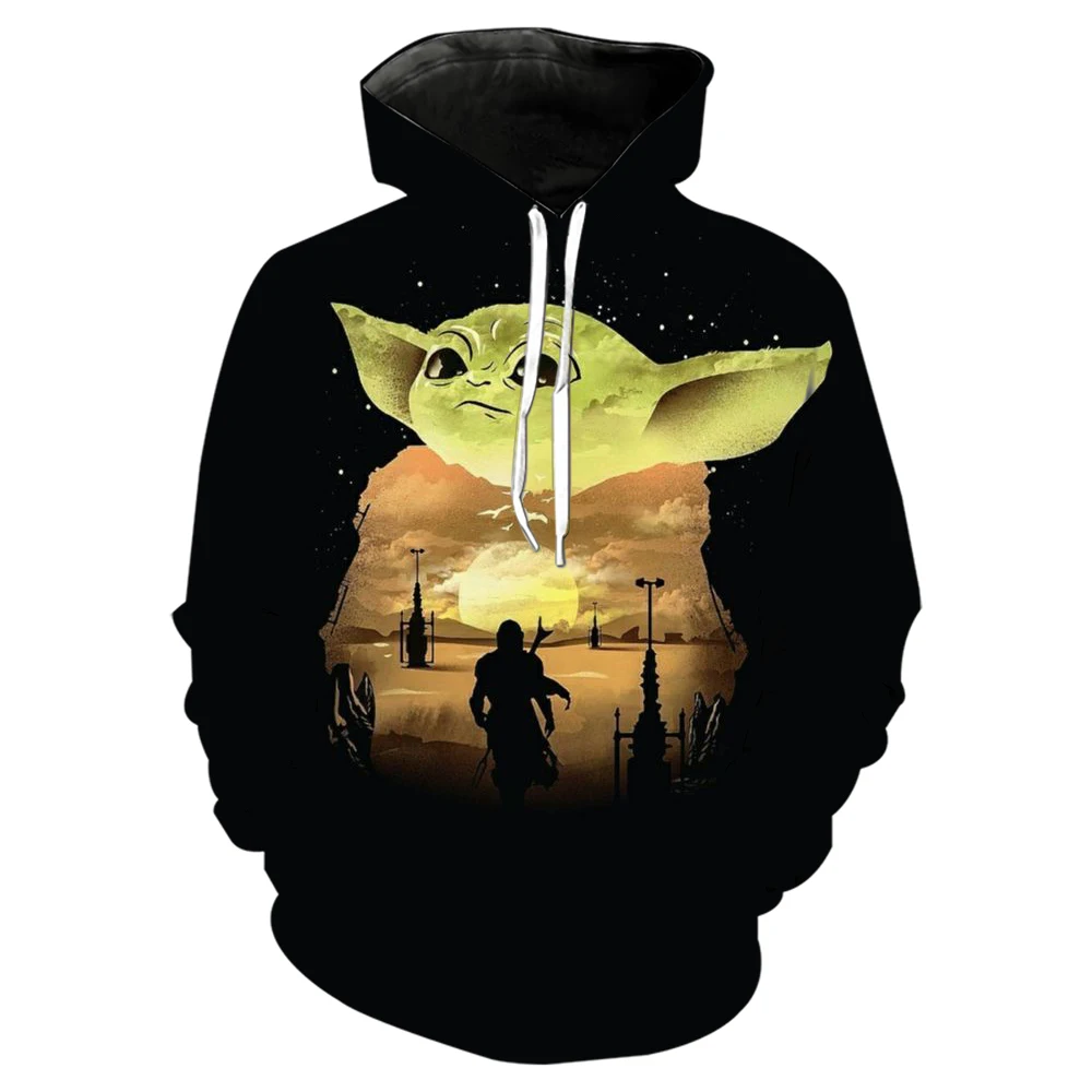 Marvel Yoda Baby Loose Hoodie 3D Digital Printed Men\'s and Women\'s Fashion Sports Hip Hop Hoodie Casual Long Sleeve