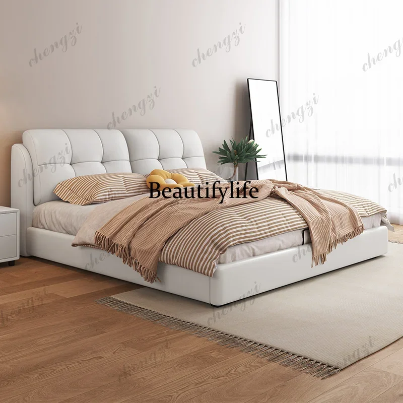 Navy Blue Heavy Duty Double Bed Soft Vintage Double Luxury Double Bed Cloud Japanese Modern Camas De Dormitorio Furniture HomeN1