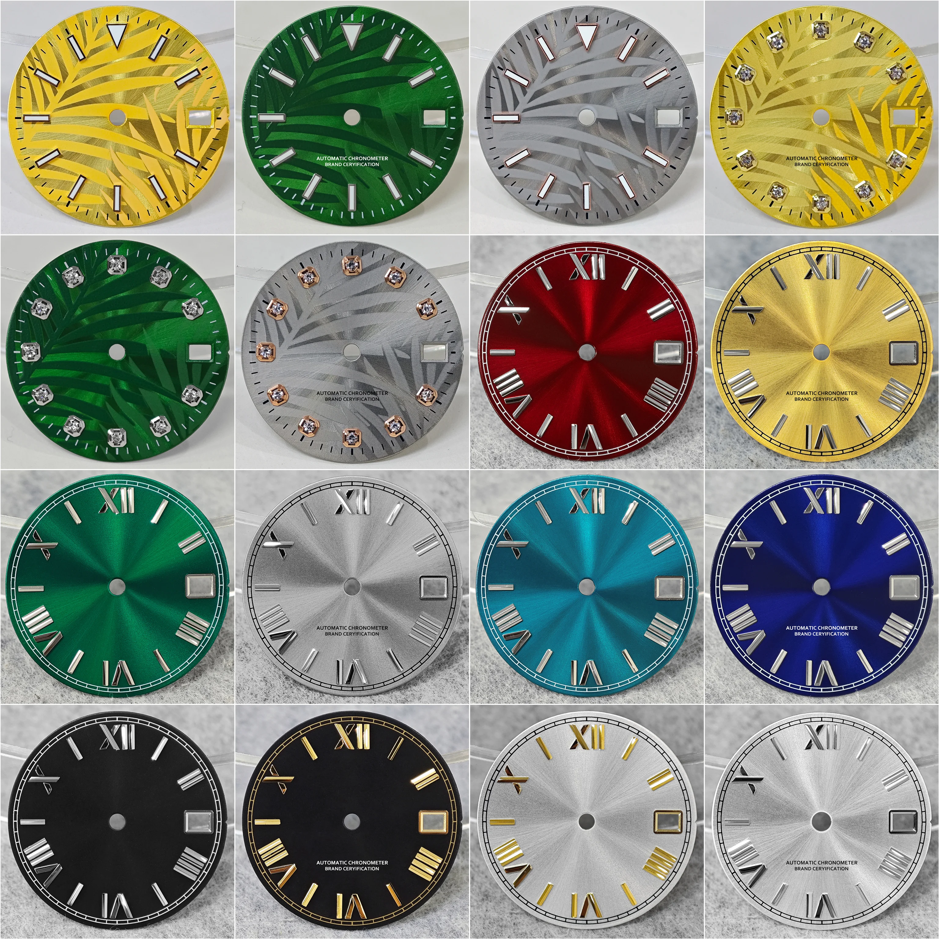 NH35 Dial 28.5mm DATE Series Watch Face for NH35 Movement Green Luminous High-Quality Watch Accessory