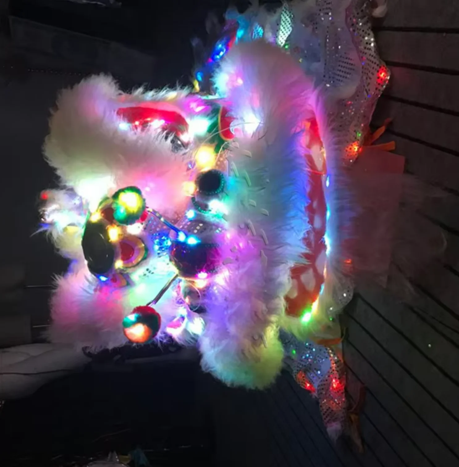 

chinese folk dance show costumes Colourful led light white lion costume party event cosplay costume