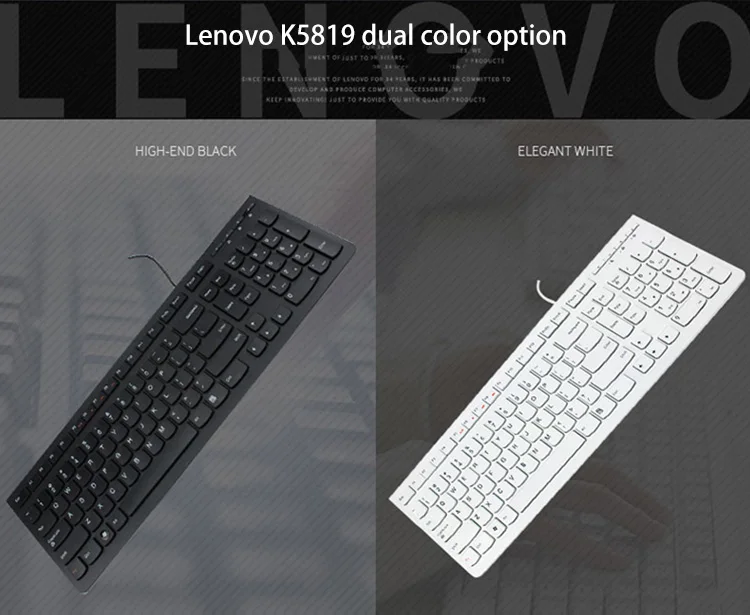 Teclado Lenovo K5819 Teclado com fio Preto Gaming Office Keyboard