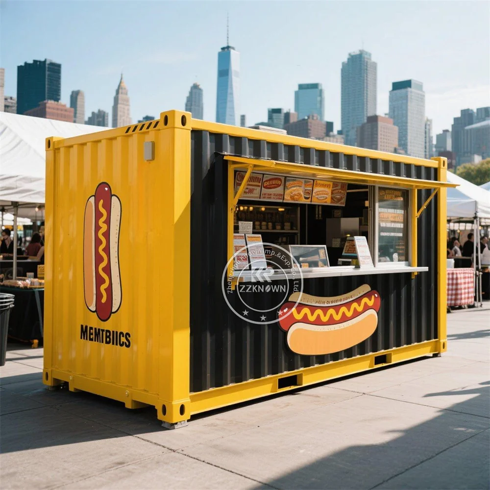 

Customized Fast Food Coffee Bar Container Street Restaurant Full Kitchen Outdoor Coffee Pizza Shop Kiosk