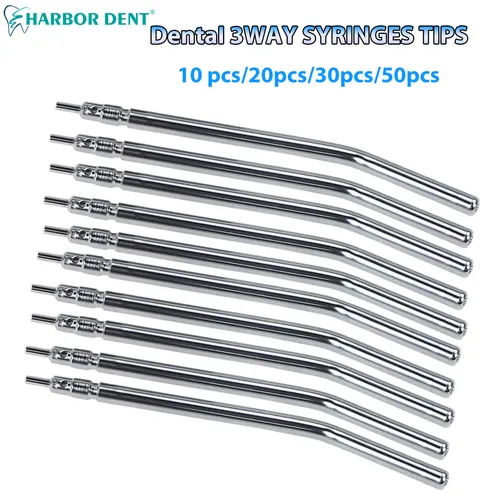 Boquillas de acero inoxidable, tubo de puntas para jeringa Dental Triple de 3 vías, pulverizador de aire y agua para blanqueamiento Dental, 10/20/30/50 Uds.