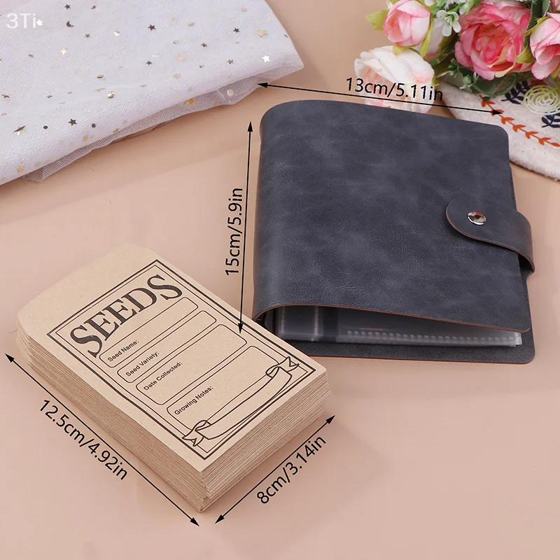 1 Set Garden Seeds Storage Organizers Seed Organizer Binder With 50pcs Self-Sealing Seed Envelopes Seed Packet Organizer Seed