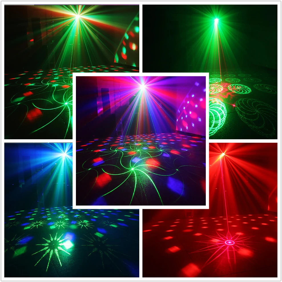 RGB Mini DJ Disco Laser Light Projector USB Remote Control LED UV Sound Strobe Stage Effect Wedding Xmas Holiday Party Lamp
