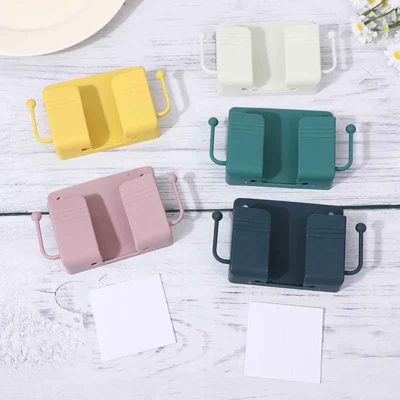 

Wall Mounted Mobile Phone Holder Home Multifunction Holder Remote Control Storage Box Charging Dock Stand Punch-Free Organizer