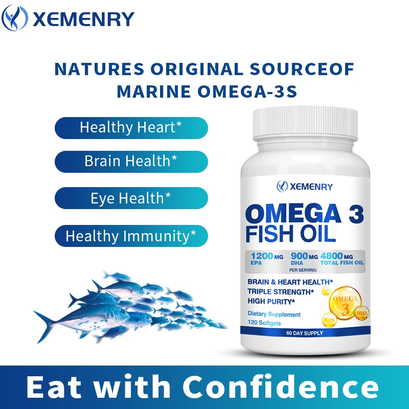 Triple Strength Omega 3 Fish Oil Supplement - Wild Caught and Sustainably Sourced Fish Oil Vitamins with EPA DHA