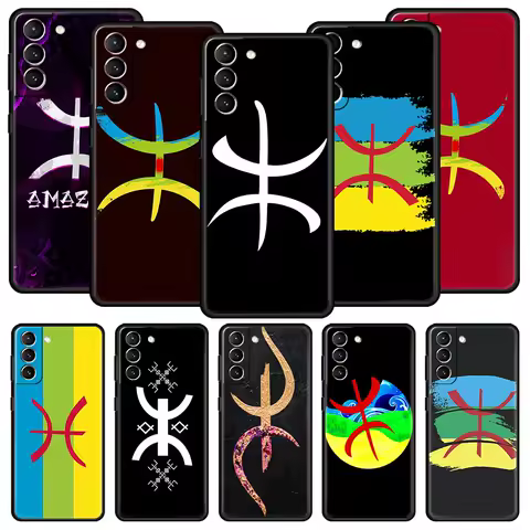 Amazigh Berber Flag Phone Case For Samsung Galaxy S25 S24 S23 FE S22 Ultra S20 S21 5G S10 Plus S10E Soft Black Cover
