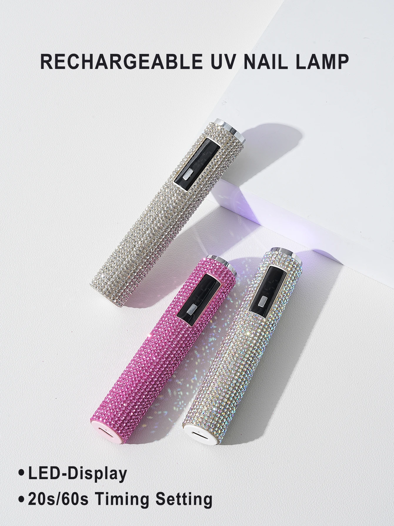 مصباح أظافر LED محمول USB، ضوء أظافر جل UV سريع الجفاف، قابل لإعادة الشحن مع بطارية 180 مللي أمبير في الساعة، شاشة LCD، شاشة تعمل باللمس، للأصابع