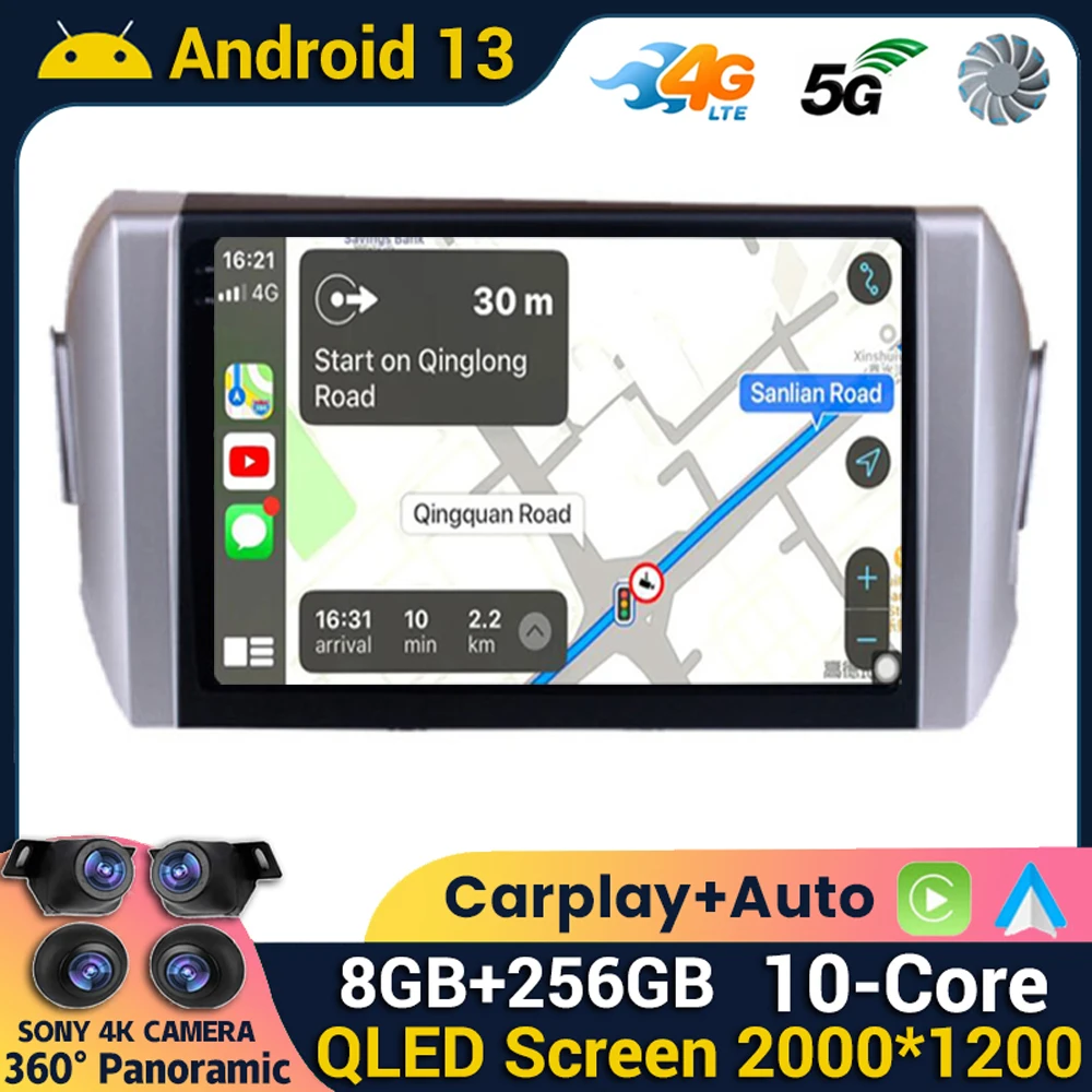 Android 13 Carplay&Auto WIFI+4G For Toyota Innova 2 2015 2016 2017 2018 2019 2020 2021 2022 Car Radio Multimedia Player Stereo