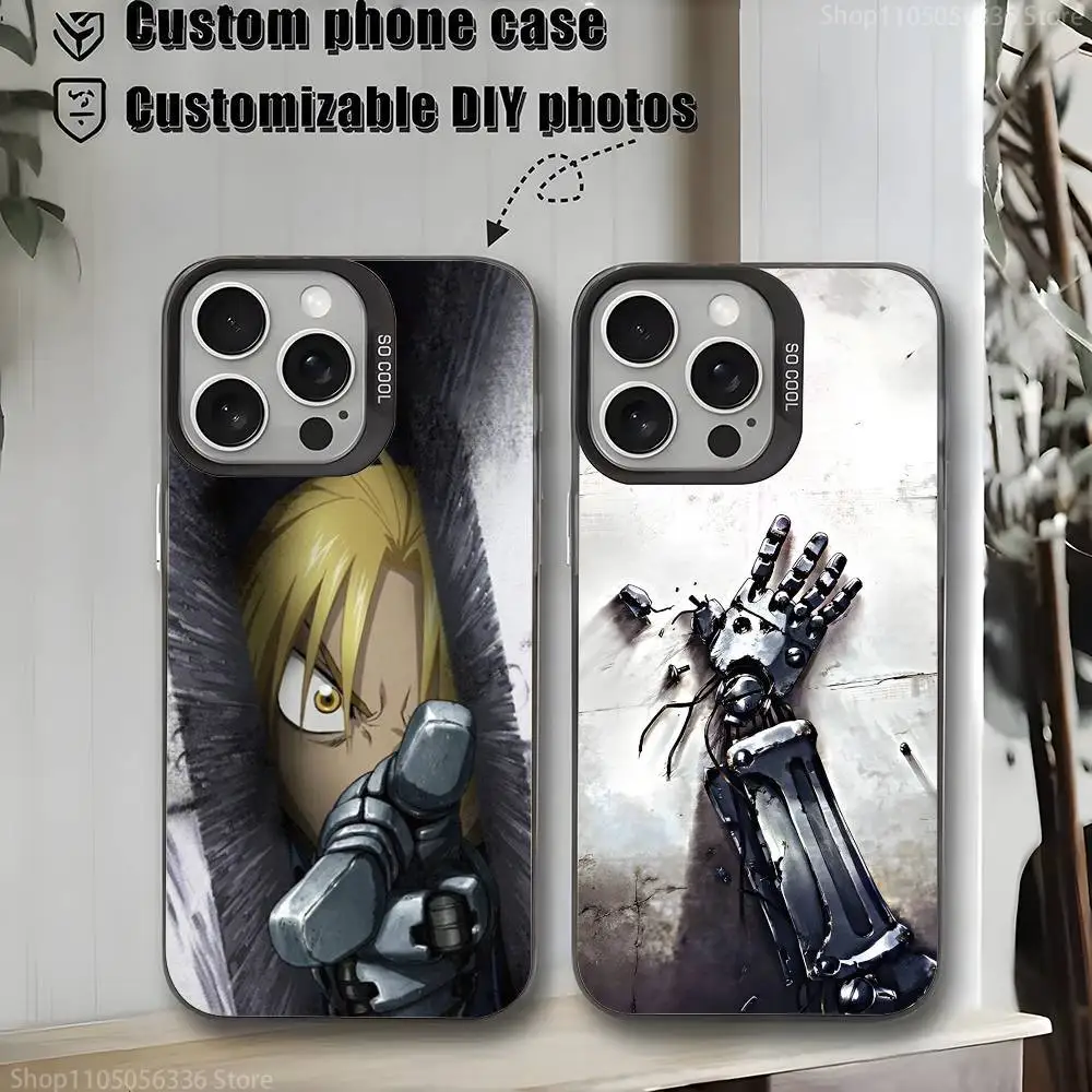 

F-Fullmetal A-Alchemist Phone Case For iPhone 16,15,14,13,12,11,Mini,Pro,MAX,plus,Black Matte Shockproof Cover