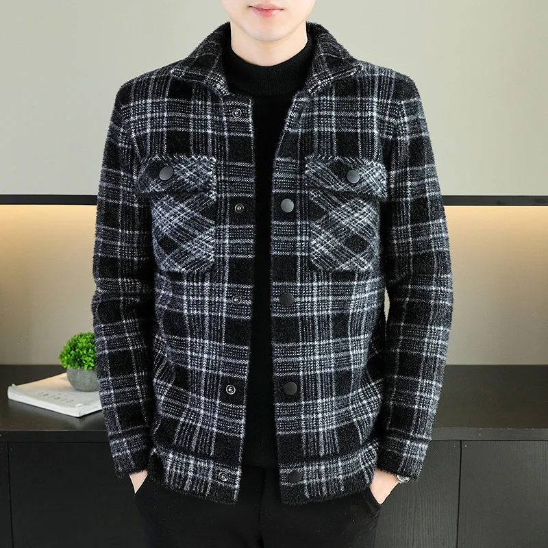 

Men's clothing F/W check pattern collar jacket style