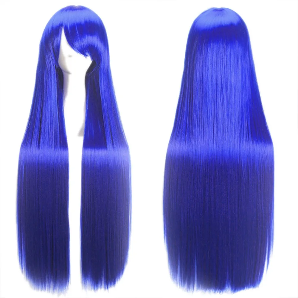 Peluca de Cosplay recta de 100CM de largo, pelo sintético resistente al calor, pelo de disfraz de Anime Multicolor para hombres y mujeres, Unisex