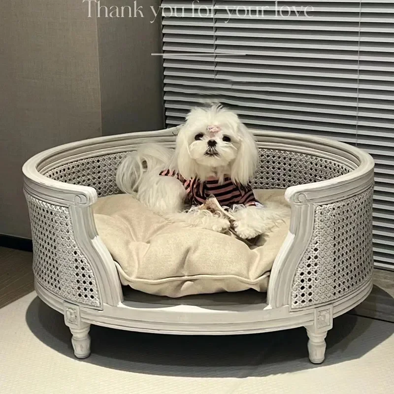 Pet solid wood sofa bed cat and dog kennel off the ground small dog